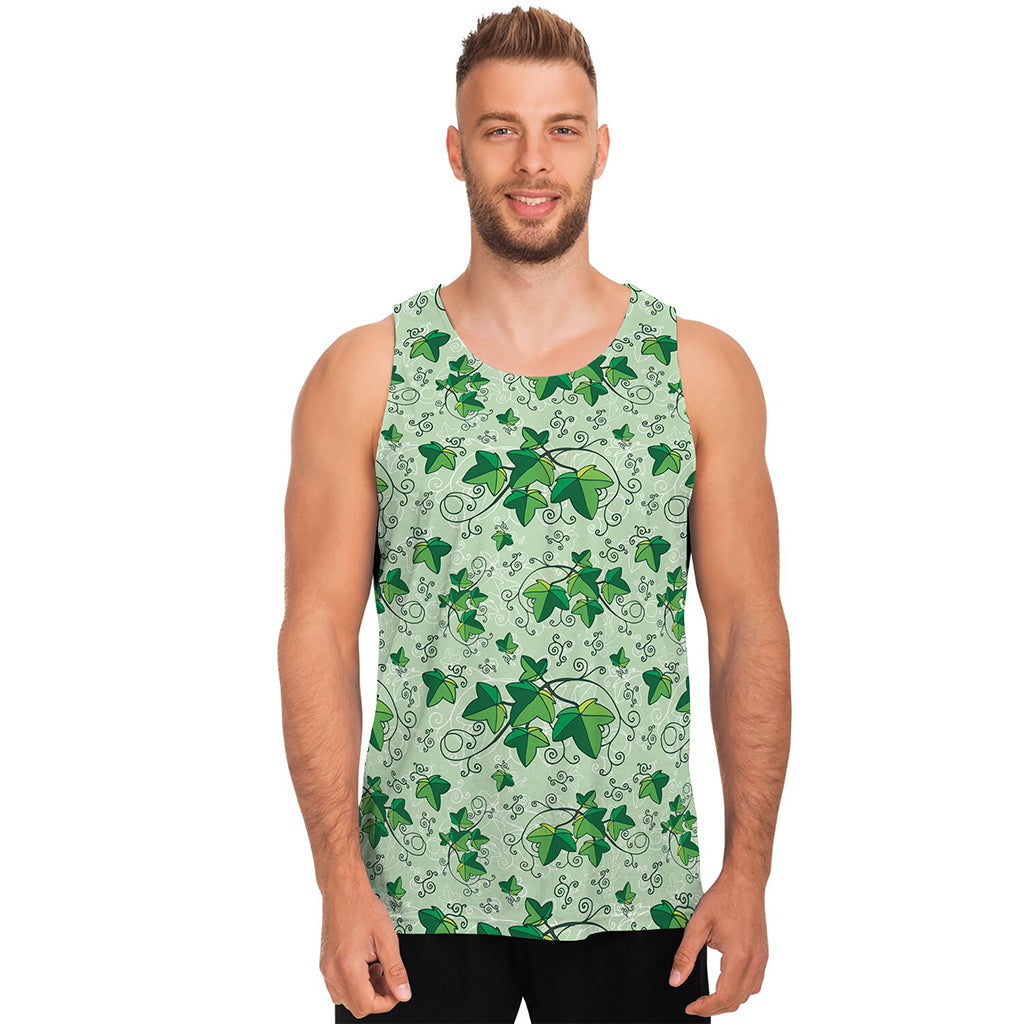 Christmas Ivy Leaf Pattern Print Men's Tank Top