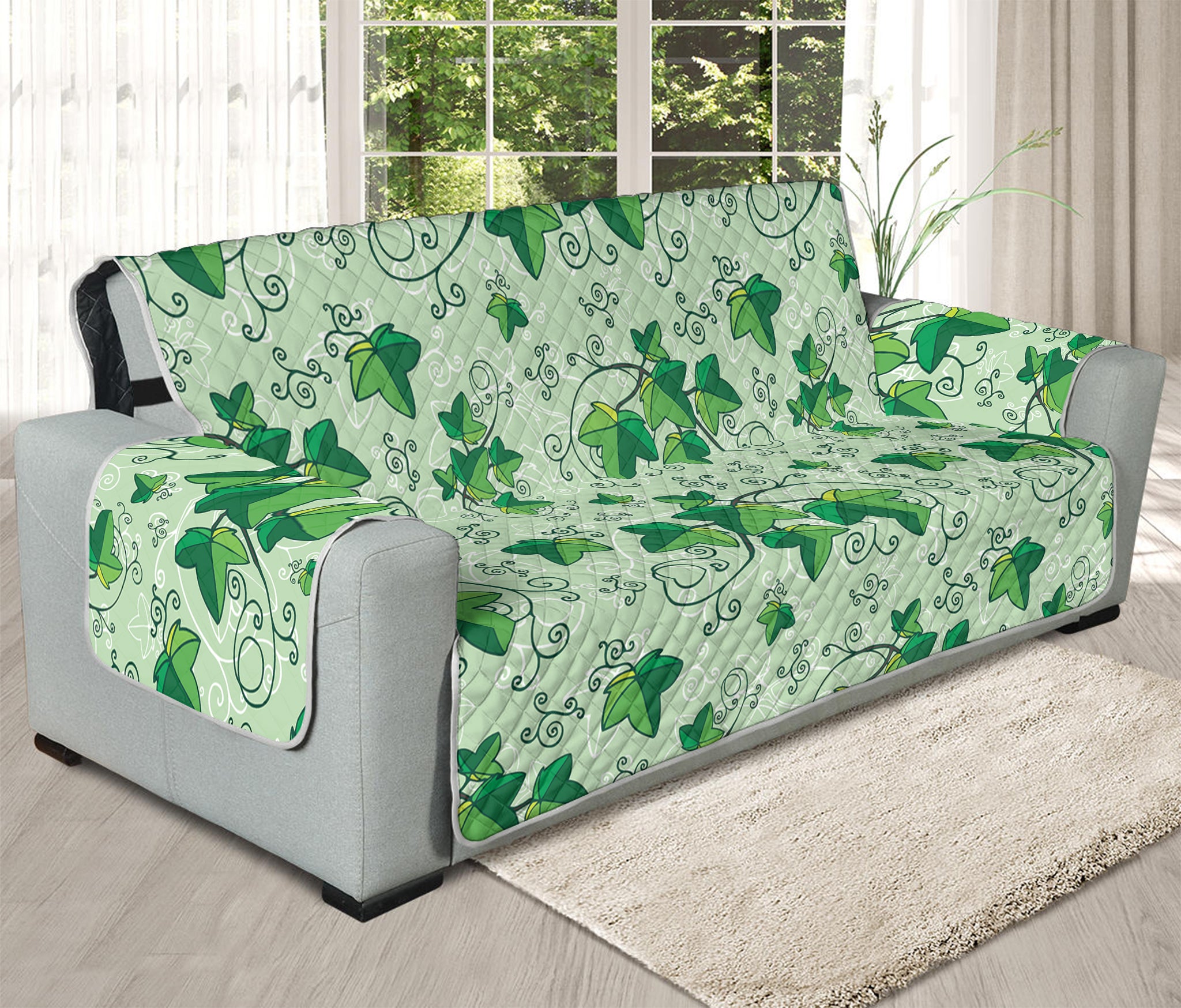 Christmas Ivy Leaf Pattern Print Oversized Sofa Protector