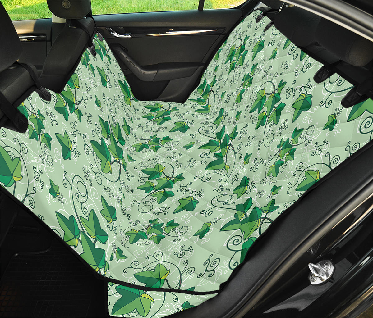 Christmas Ivy Leaf Pattern Print Pet Car Back Seat Cover