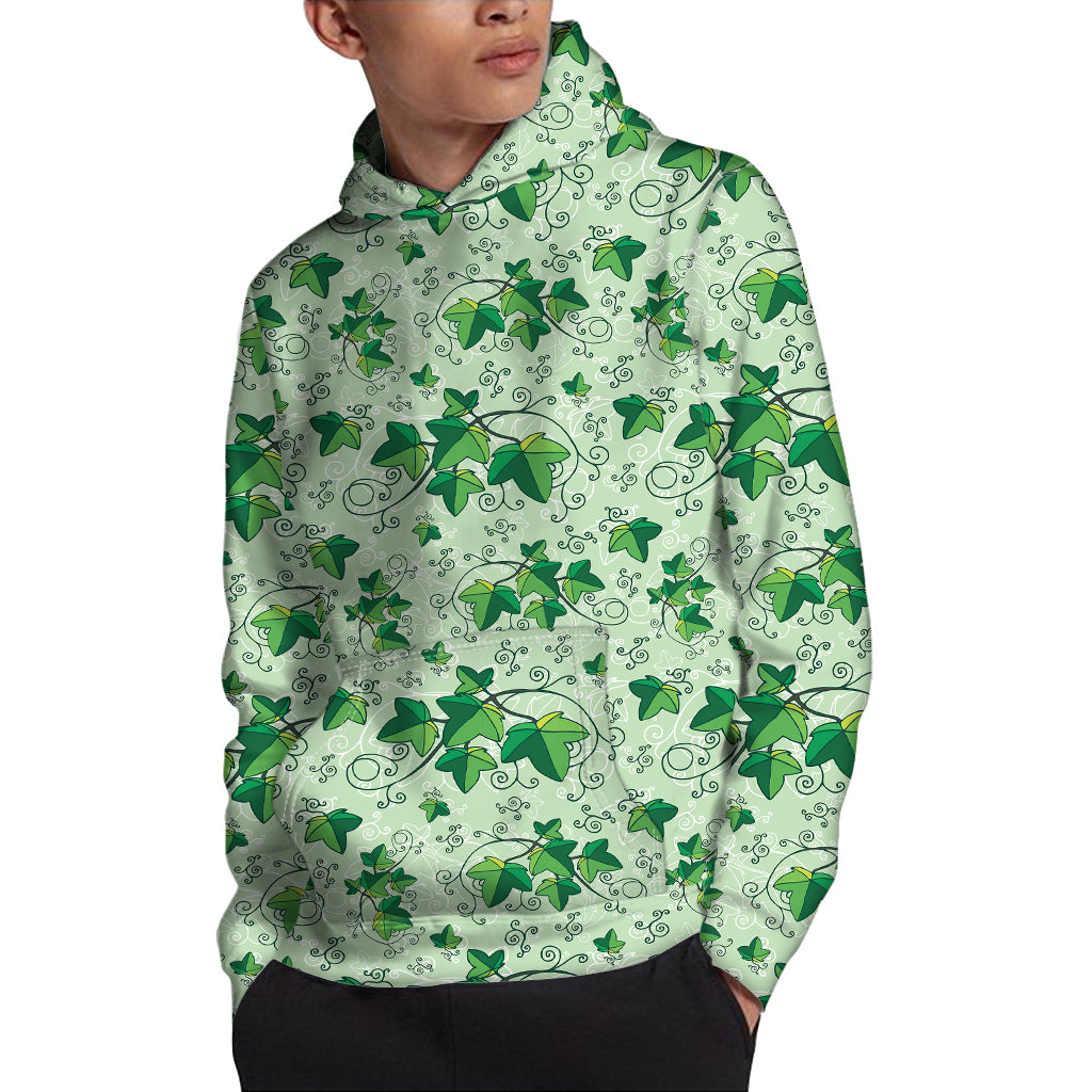 Christmas Ivy Leaf Pattern Print Pullover Hoodie