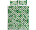 Christmas Ivy Leaf Pattern Print Quilt Bed Set