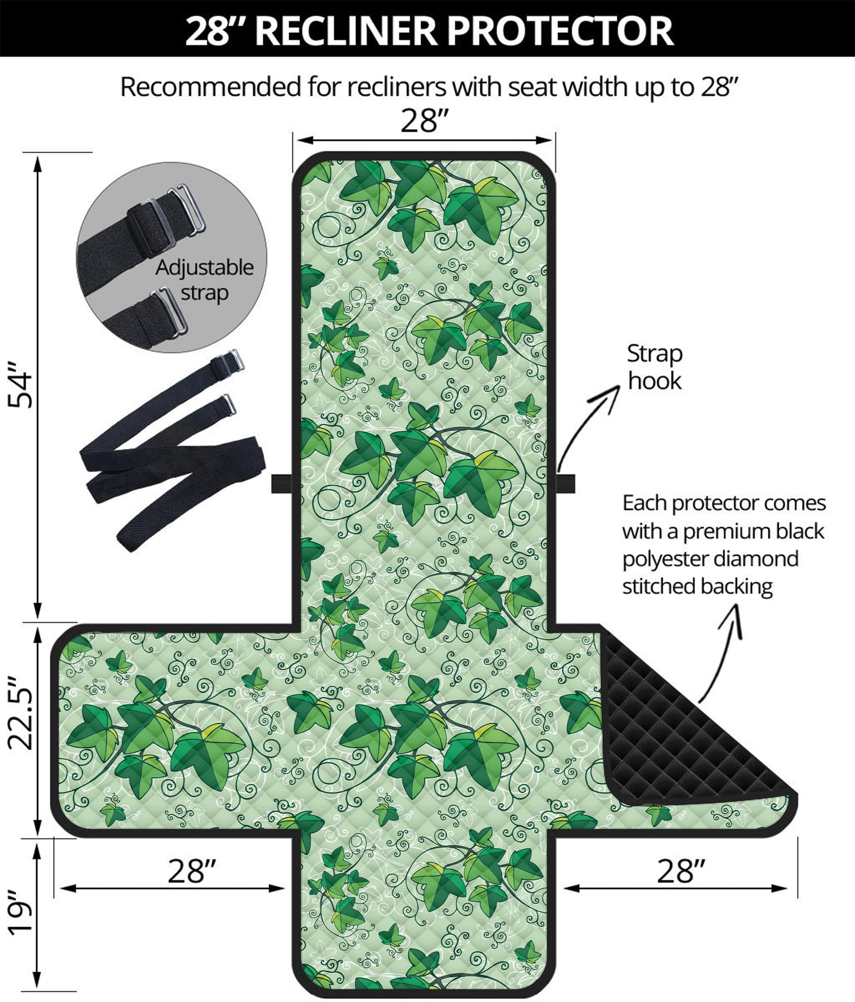 Christmas Ivy Leaf Pattern Print Recliner Protector