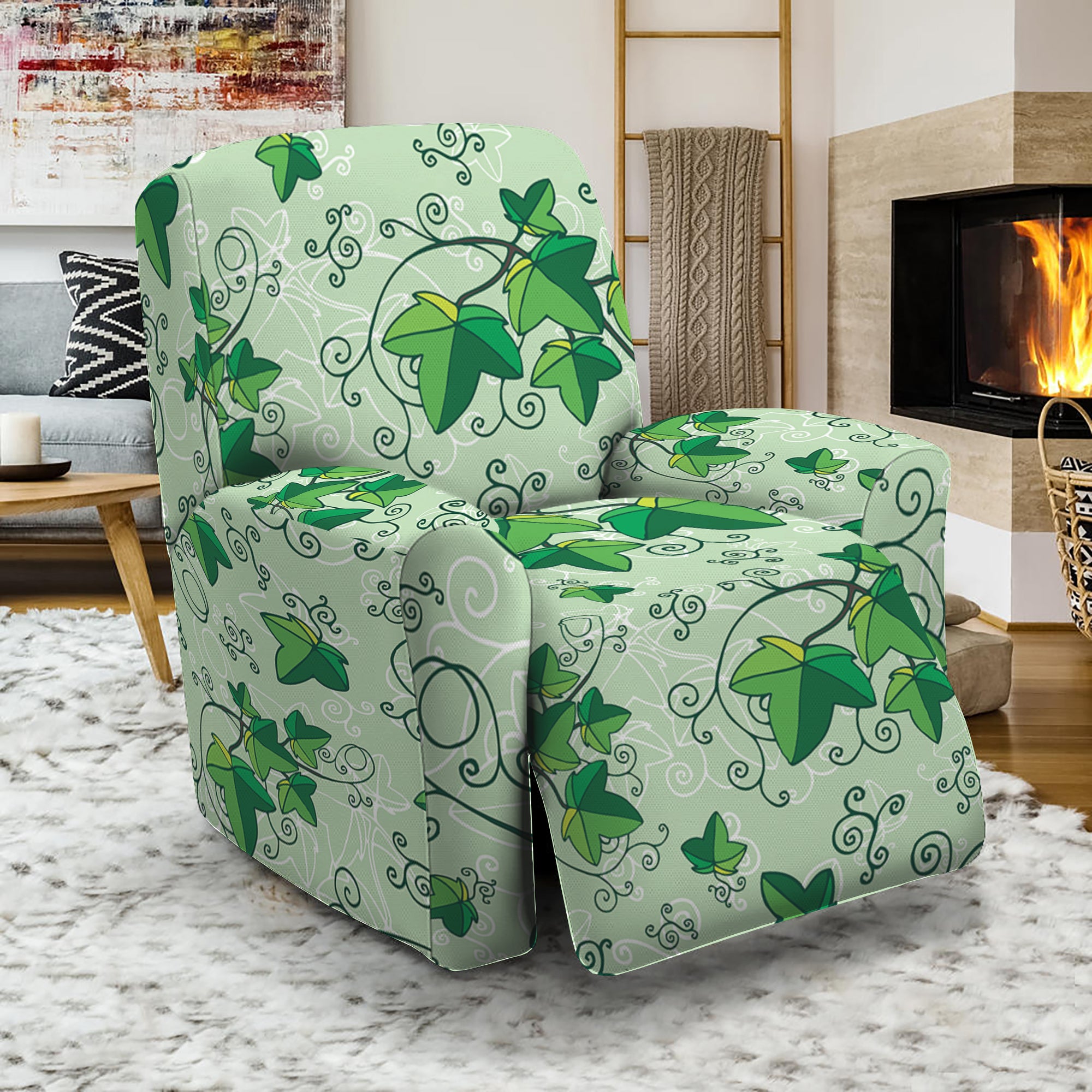 Christmas Ivy Leaf Pattern Print Recliner Slipcover