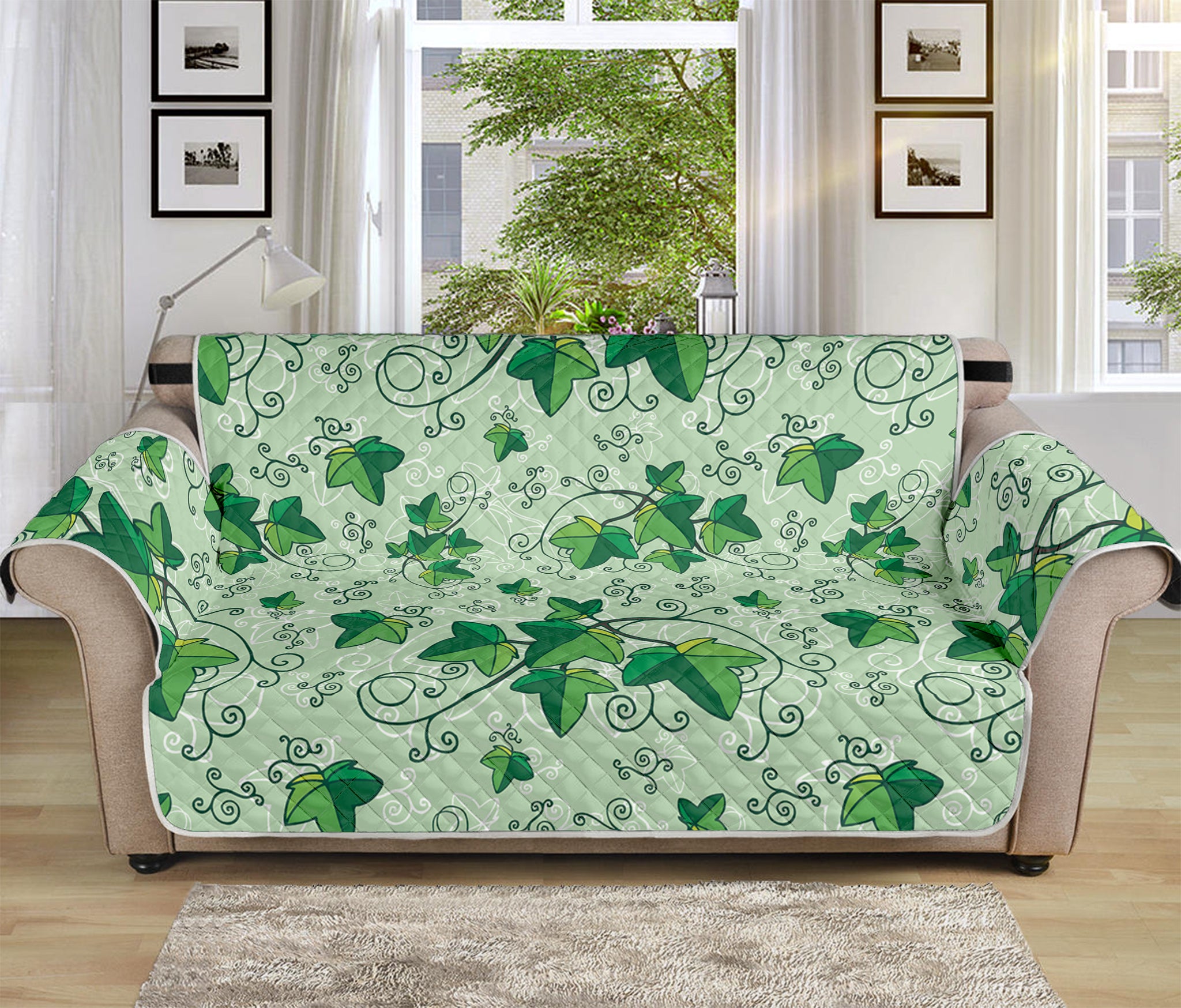 Christmas Ivy Leaf Pattern Print Sofa Protector