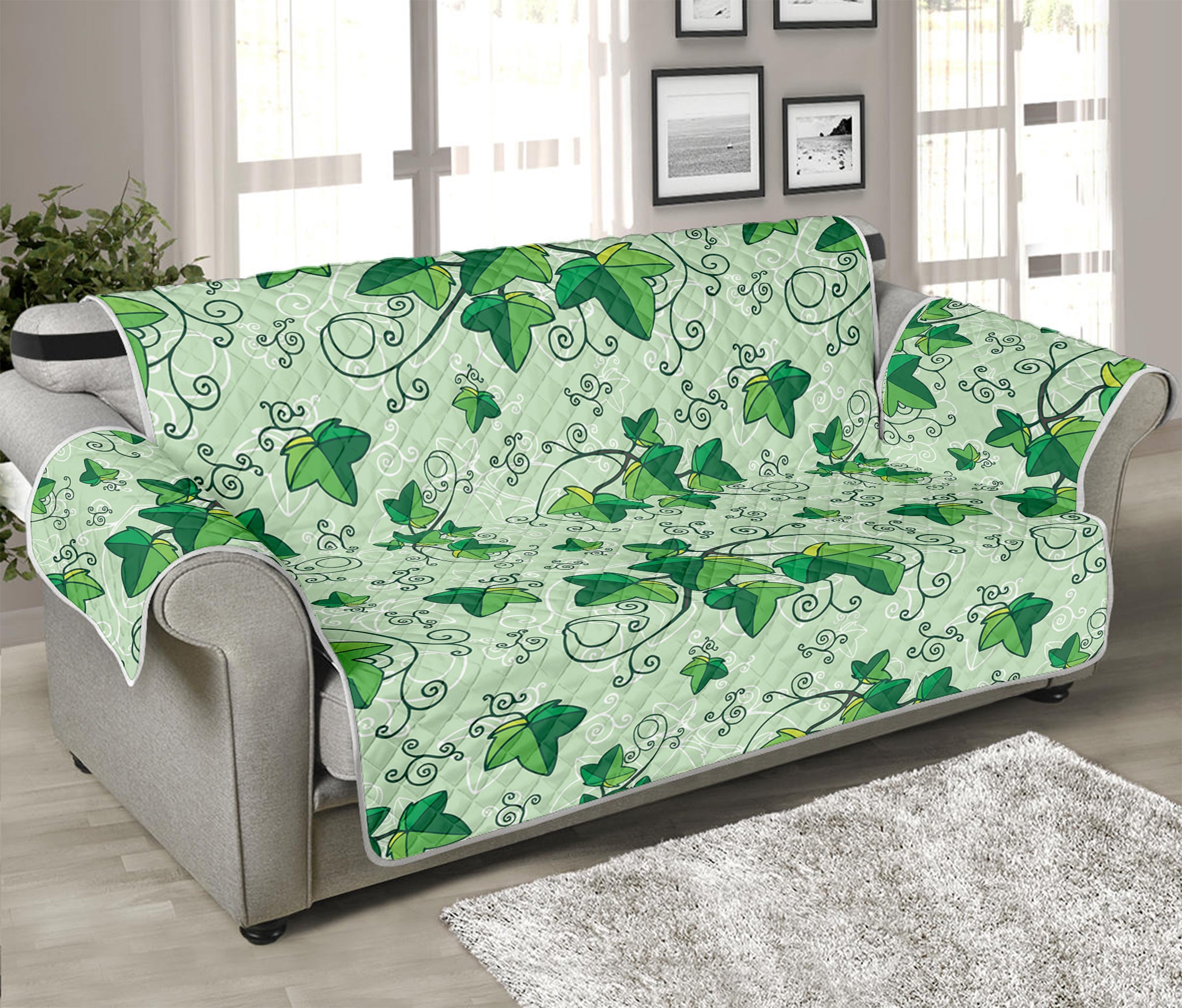 Christmas Ivy Leaf Pattern Print Sofa Protector