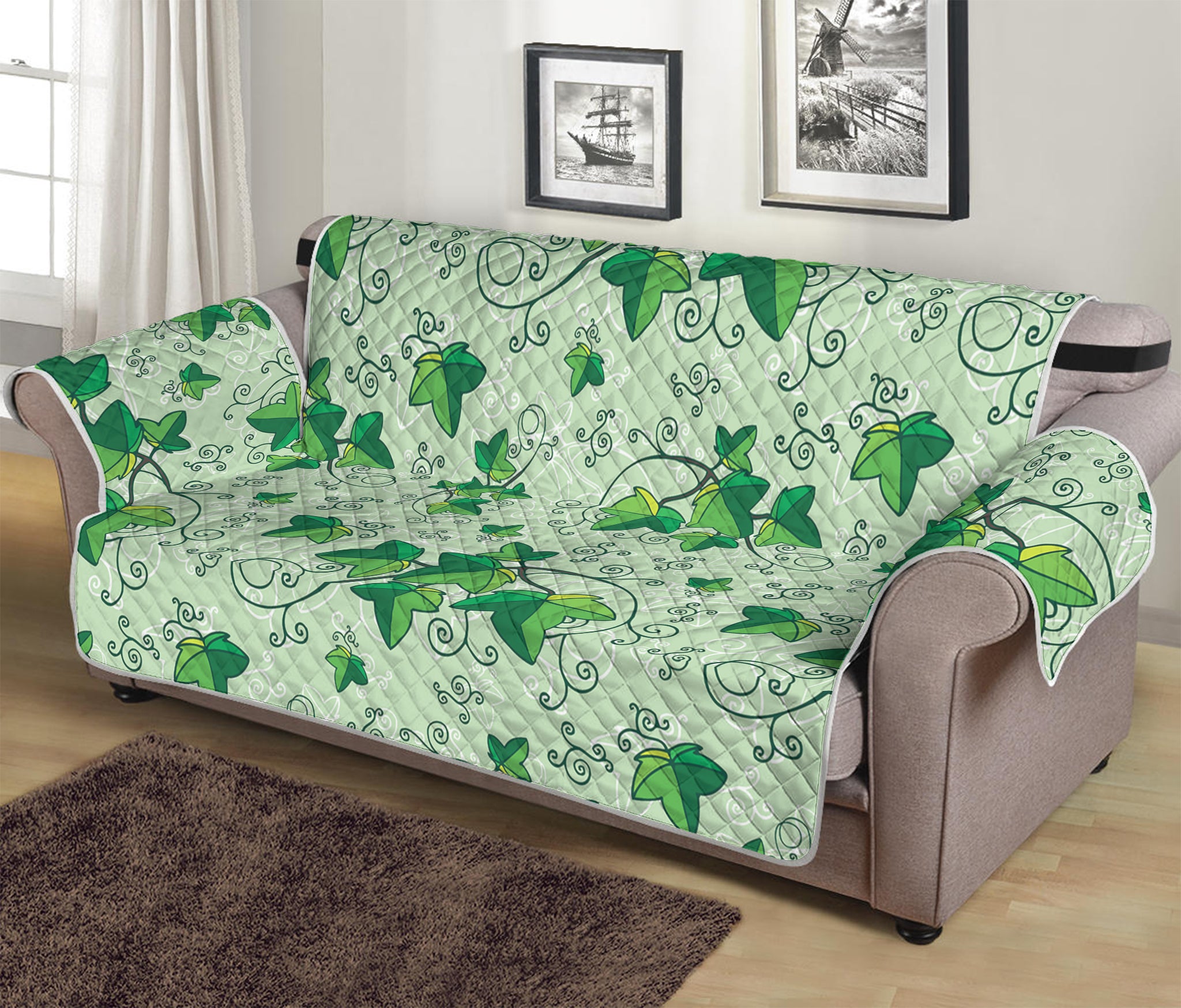 Christmas Ivy Leaf Pattern Print Sofa Protector