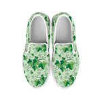 Christmas Ivy Leaf Pattern Print White Slip On Shoes