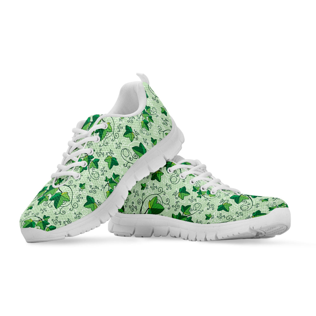 Christmas Ivy Leaf Pattern Print White Sneakers