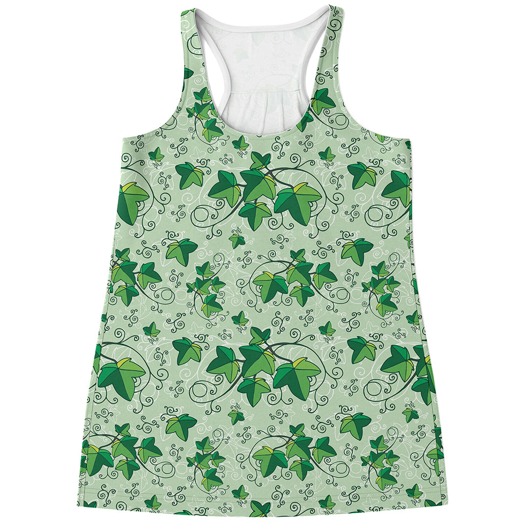 Christmas Ivy Leaf Pattern Print Women's Racerback Tank Top