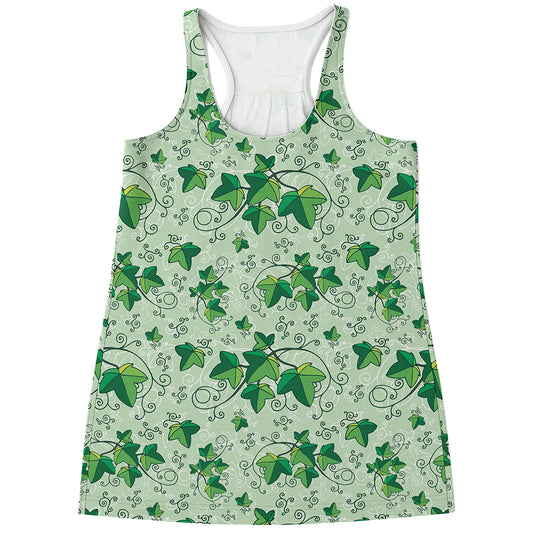 Christmas Ivy Leaf Pattern Print Women's Racerback Tank Top