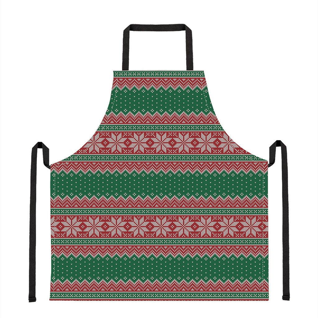 Christmas Knitted Pattern Print Apron