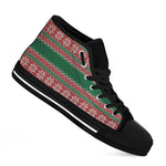 Christmas Knitted Pattern Print Black High Top Shoes