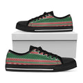 Christmas Knitted Pattern Print Black Low Top Sneakers