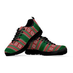 Christmas Knitted Pattern Print Black Sneakers