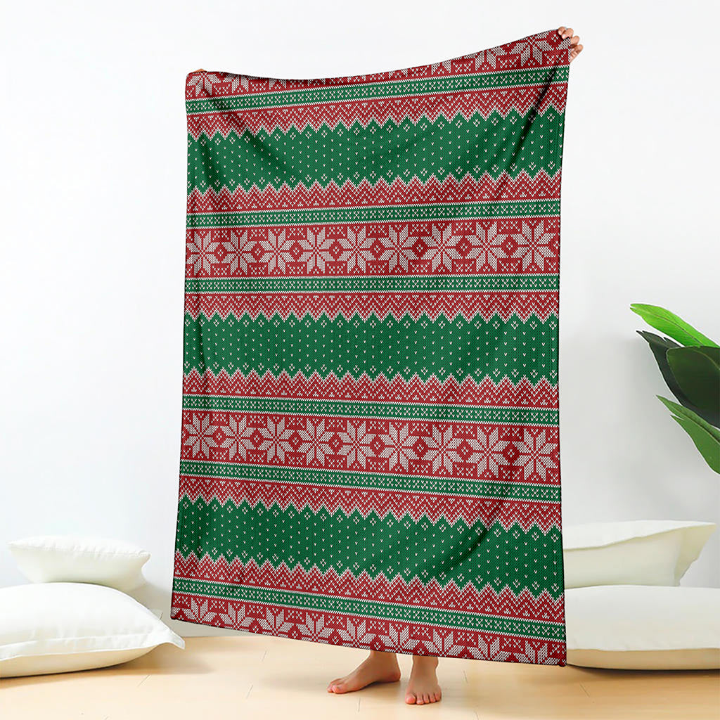 Christmas Knitted Pattern Print Blanket