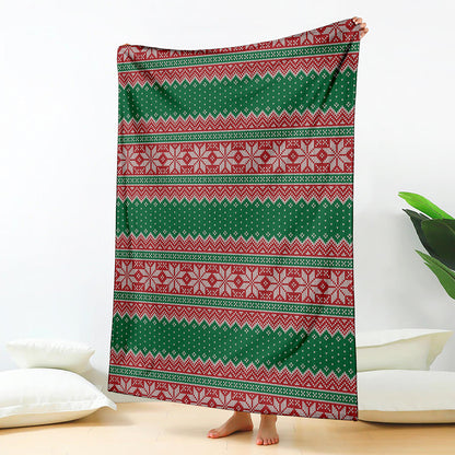 Christmas Knitted Pattern Print Blanket