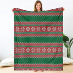 Christmas Knitted Pattern Print Blanket