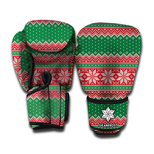 Christmas Knitted Pattern Print Boxing Gloves