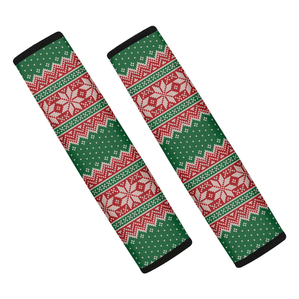 Christmas Knitted Pattern Print Car Seat Belt Covers