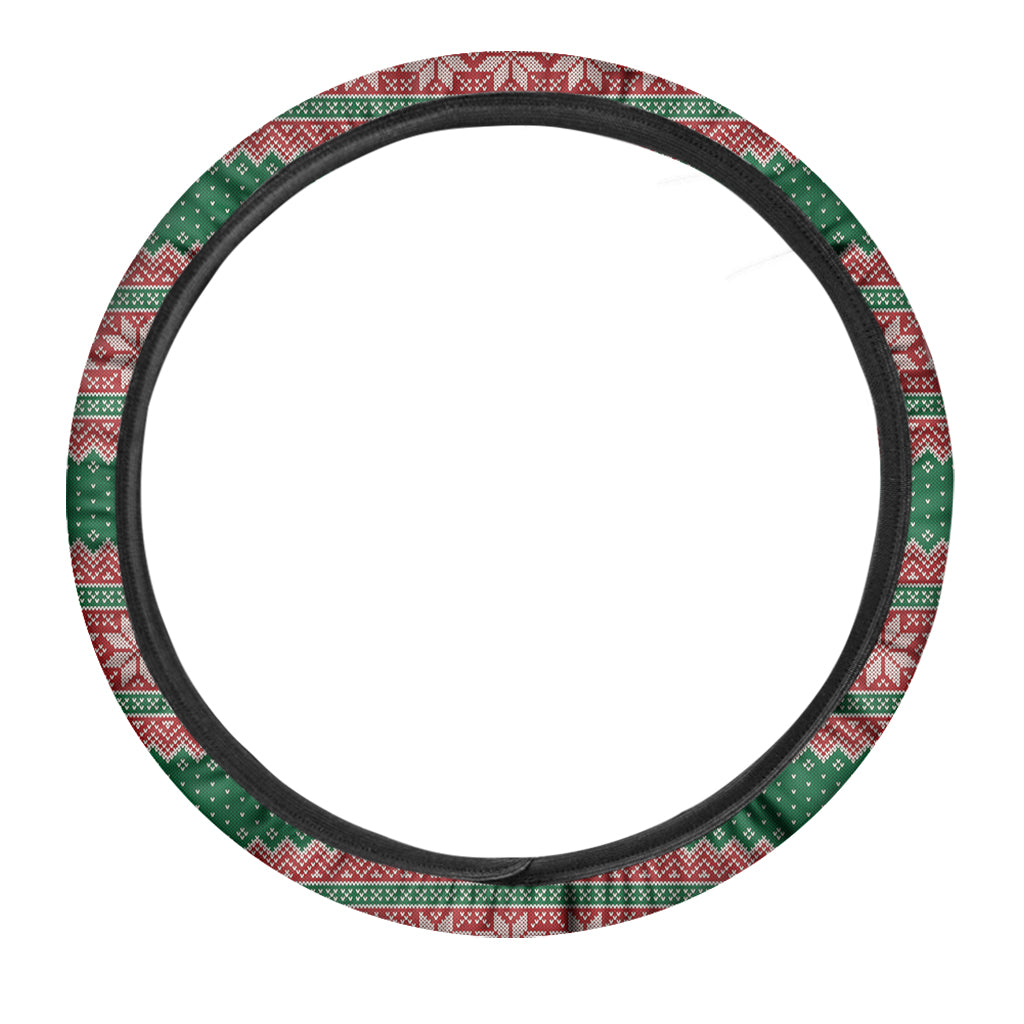 Christmas Knitted Pattern Print Car Steering Wheel Cover