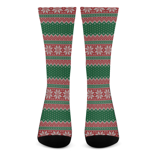 Christmas Knitted Pattern Print Crew Socks