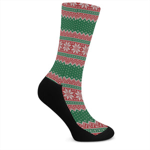 Christmas Knitted Pattern Print Crew Socks