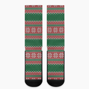 Christmas Knitted Pattern Print Crew Socks