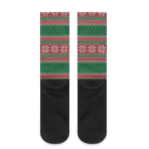 Christmas Knitted Pattern Print Crew Socks