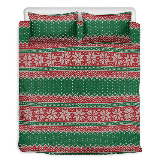 Christmas Knitted Pattern Print Duvet Cover Bedding Set