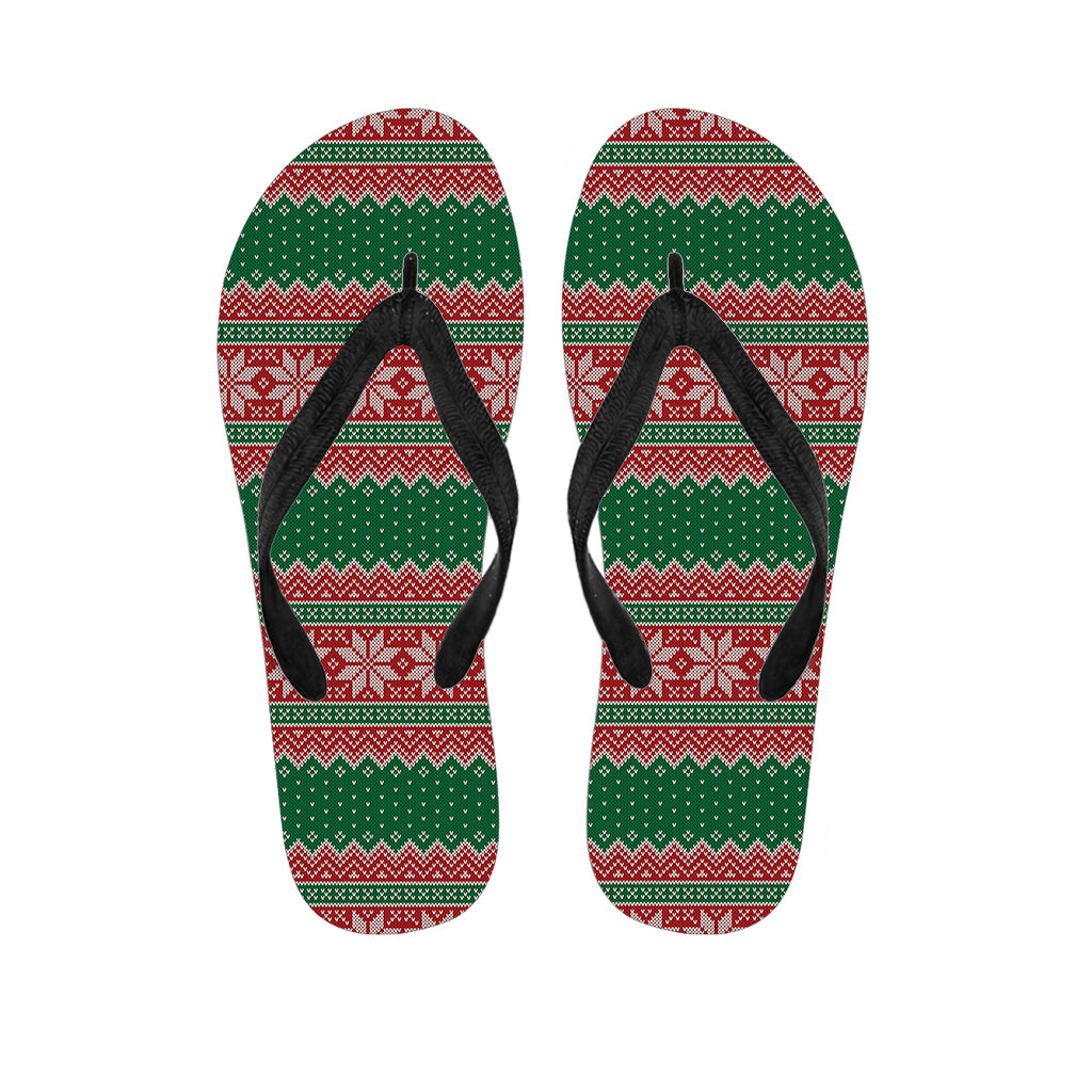Christmas Knitted Pattern Print Flip Flops