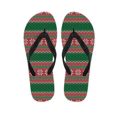 Christmas Knitted Pattern Print Flip Flops