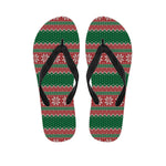 Christmas Knitted Pattern Print Flip Flops