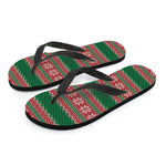 Christmas Knitted Pattern Print Flip Flops