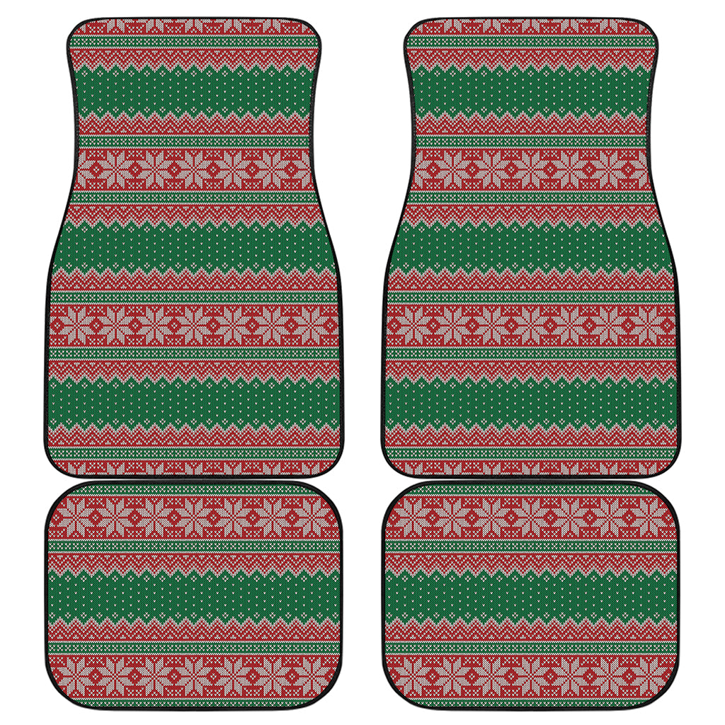 Christmas Knitted Pattern Print Front and Back Car Floor Mats