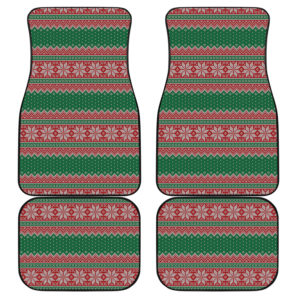 Christmas Knitted Pattern Print Front and Back Car Floor Mats