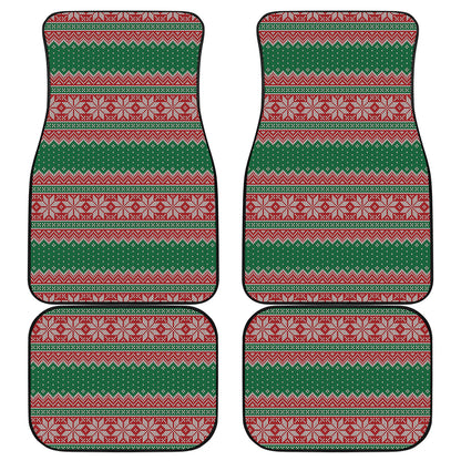 Christmas Knitted Pattern Print Front and Back Car Floor Mats
