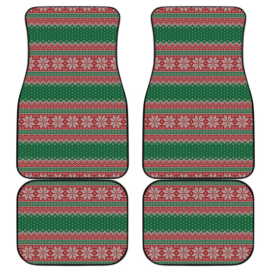 Christmas Knitted Pattern Print Front and Back Car Floor Mats