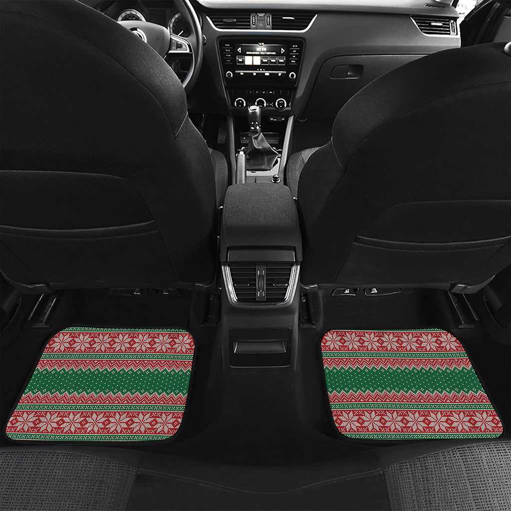 Christmas Knitted Pattern Print Front and Back Car Floor Mats