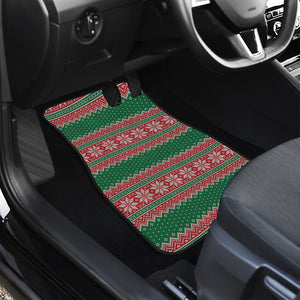 Christmas Knitted Pattern Print Front and Back Car Floor Mats