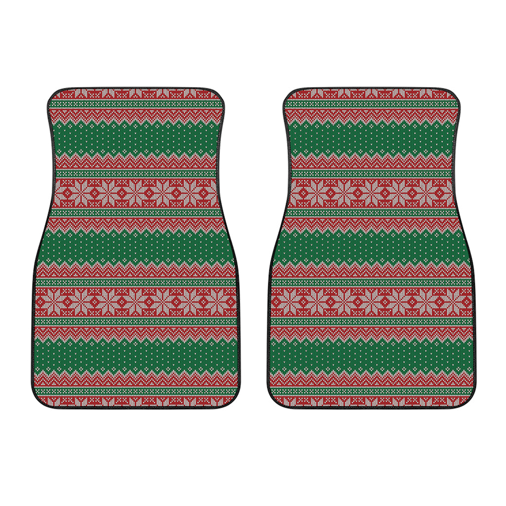 Christmas Knitted Pattern Print Front Car Floor Mats