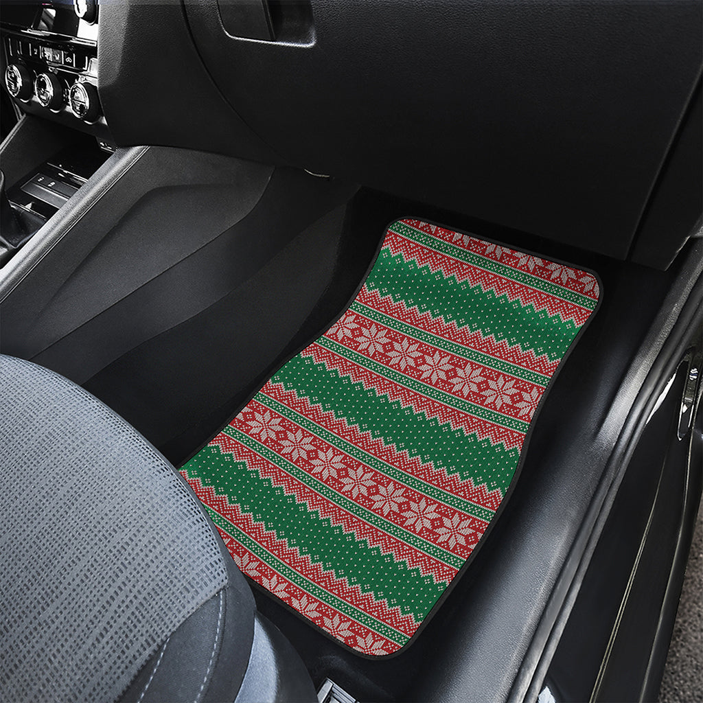 Christmas Knitted Pattern Print Front Car Floor Mats