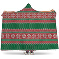 Christmas Knitted Pattern Print Hooded Blanket
