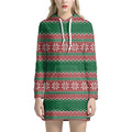 Christmas Knitted Pattern Print Pullover Hoodie Dress