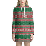 Christmas Knitted Pattern Print Hoodie Dress