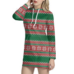 Christmas Knitted Pattern Print Hoodie Dress