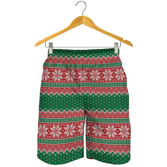Christmas Knitted Pattern Print Men's Shorts