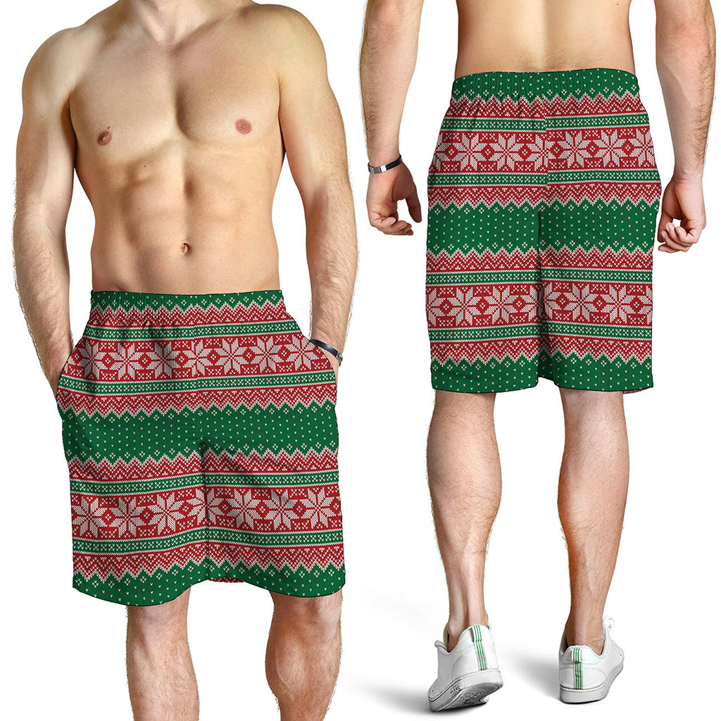 Christmas Knitted Pattern Print Men's Shorts