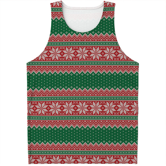 Christmas Knitted Pattern Print Men's Tank Top