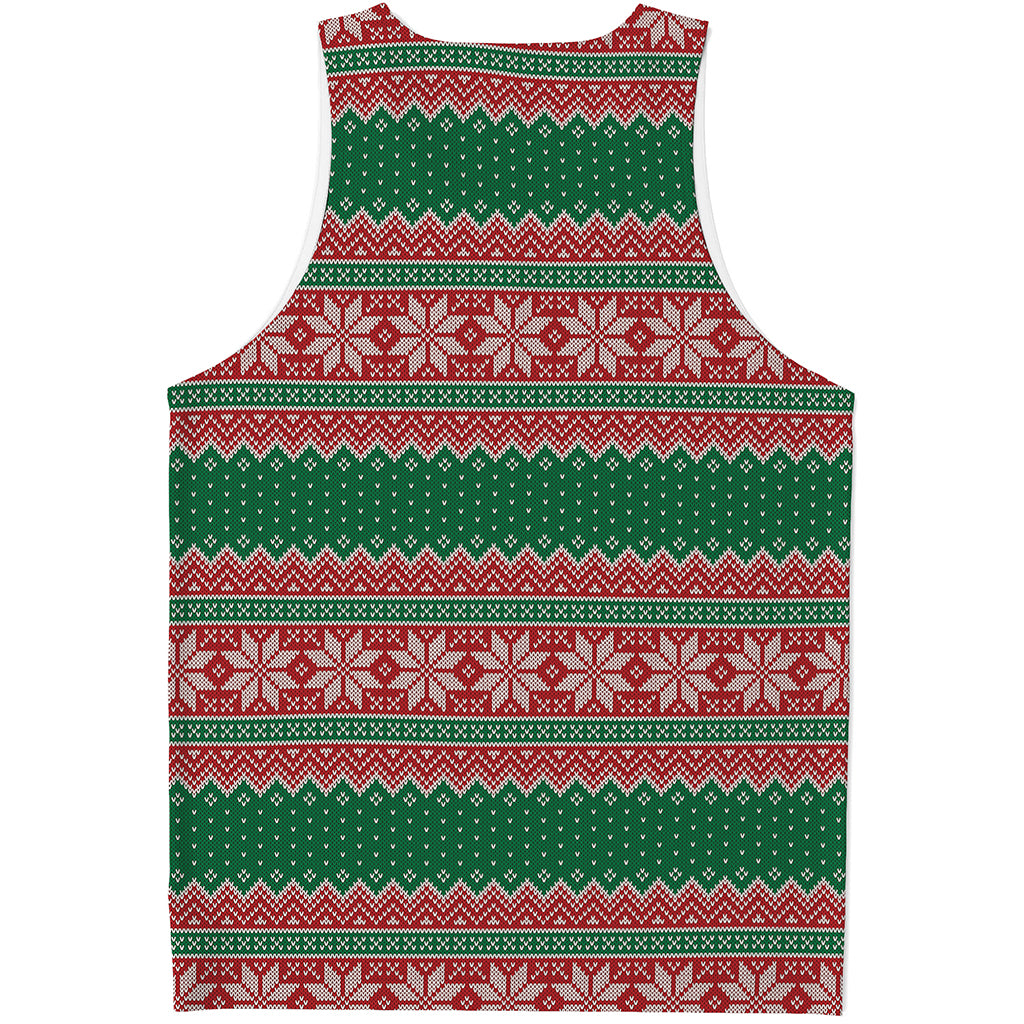 Christmas Knitted Pattern Print Men's Tank Top