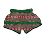 Christmas Knitted Pattern Print Muay Thai Boxing Shorts